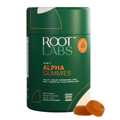 ROOT LABS 10-in-1 Alpha Shilajit Gummies | 4000 mg Pure Himalayan Shilajit with Tongkat Ali & Maca Root | for Men & Women | ShilAbsorb Bioavailability Tech | Sugar-Free, Vegan | 60 Gummies