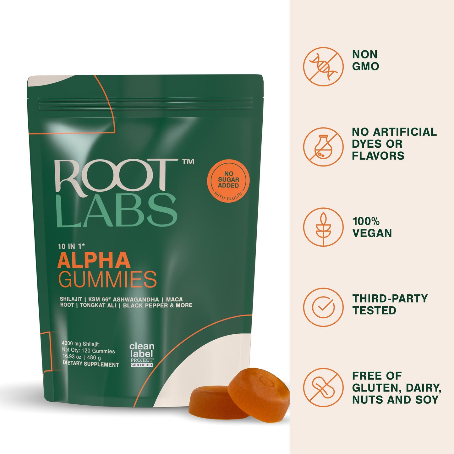 ROOT LABS 10-in-1 Alpha Shilajit Gummies | 4000 mg Pure Himalayan Shilajit with Tongkat Ali & Maca Root | for Men & Women | ShilAbsorb Bioavailability Tech | Sugar-Free, Vegan | 120 Gummies